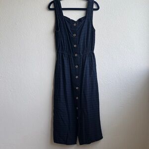 Mango Navy Button-Front Midi Dress